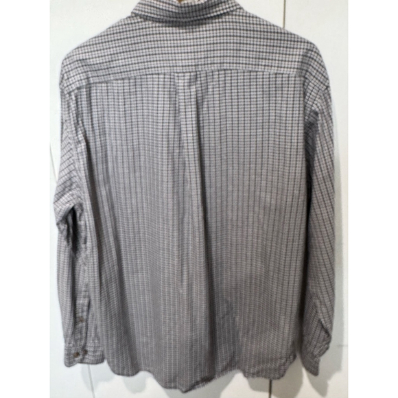 Men's Eddie Bauer Casual Button Down Shirt L Gray White Plaid long sleeve - Picture 3 of 7